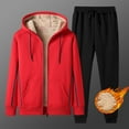 thumbnail image 2 of KKBOTIVE Mens Winter Coats Jogger Pants Sets 2 Piece Lined Hooded Jacket Sweatsuits Thicken Warm Sportswear, Red, Size XL, 2 of 5