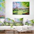 thumbnail image 4 of Designart Colorful Painting of Eiffel - Landscape Printed Throw Pillow - 18x18, 4 of 5