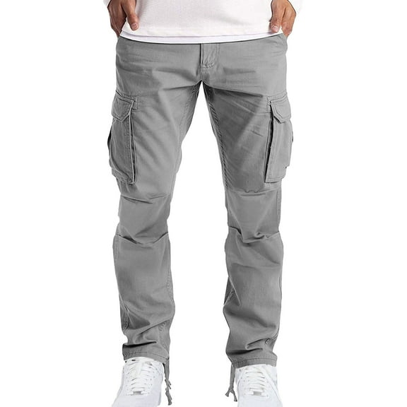 Naughtyhood Cargo Pants for Men Men Cargos Mens Baggy Pants Men Solid Casual Multiple Pockets Outdoor Straight Type Fitness Pants Cargo Pants Trousers Mens Pants