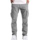 thumbnail image 1 of Pantalones cargo para hombre, de longitud completa, lisos, informales, con múltiples bolsillos, para exteriores, rectos, para fitness, 1 of 6