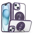 thumbnail image 2 of Xpression Cover for Apple iPhone 15 Pro Max (6.7") Transparent Hard PC Magnetic Ring Stand, Colorful Hybrid Frame Bumper [Support Car Mount] Phone Case - Clear + Purple, 2 of 10