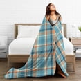 thumbnail image 5 of DouZhe Ultra-Soft Micro Fleece Lightweight Flannel Bed Blanket, Classic Orange Blue Plaid Print Cozy Warm Throw Blankets, 40"x30", 5 of 7