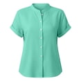 thumbnail image 4 of Ruimatai Womens Mandarin Collar Button Front Short Sleeve Blouse Casual Loose Fit Tops for Daily Wear Office Vacation, 4 of 8