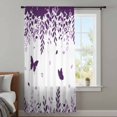 thumbnail image 4 of Purple Spring Botanical Sheer Curtains 84 Inches Long, Weeping Eucalyptus Butterfly Light Filering Curtains, Breathable Simi Curtain Privacy Drapes for Living Room Bedroom Window Treatment, 4 of 9