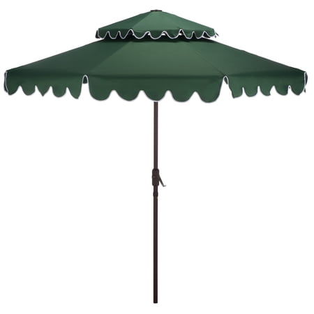 Safavieh Outdoor Venice 9ft Doubletop Patio Umbrella, Hunter Green/White