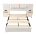 thumbnail image 6 of Harper & Bright Designs Full Size Velvet Upholstered Bed with Large Headboard and 2 Shelves, Wooden Platform Bed Frame with 2 Outlets and USB Charging Ports on Both Sides, 2 Headboard Pillows, 6 of 15