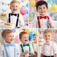 thumbnail image 4 of Ashton Allen Global Solid Color Children's Elastic Suspenders and Bowtie Set For Boys Girls Babies Toddlers Color: Yellow, 4 of 5