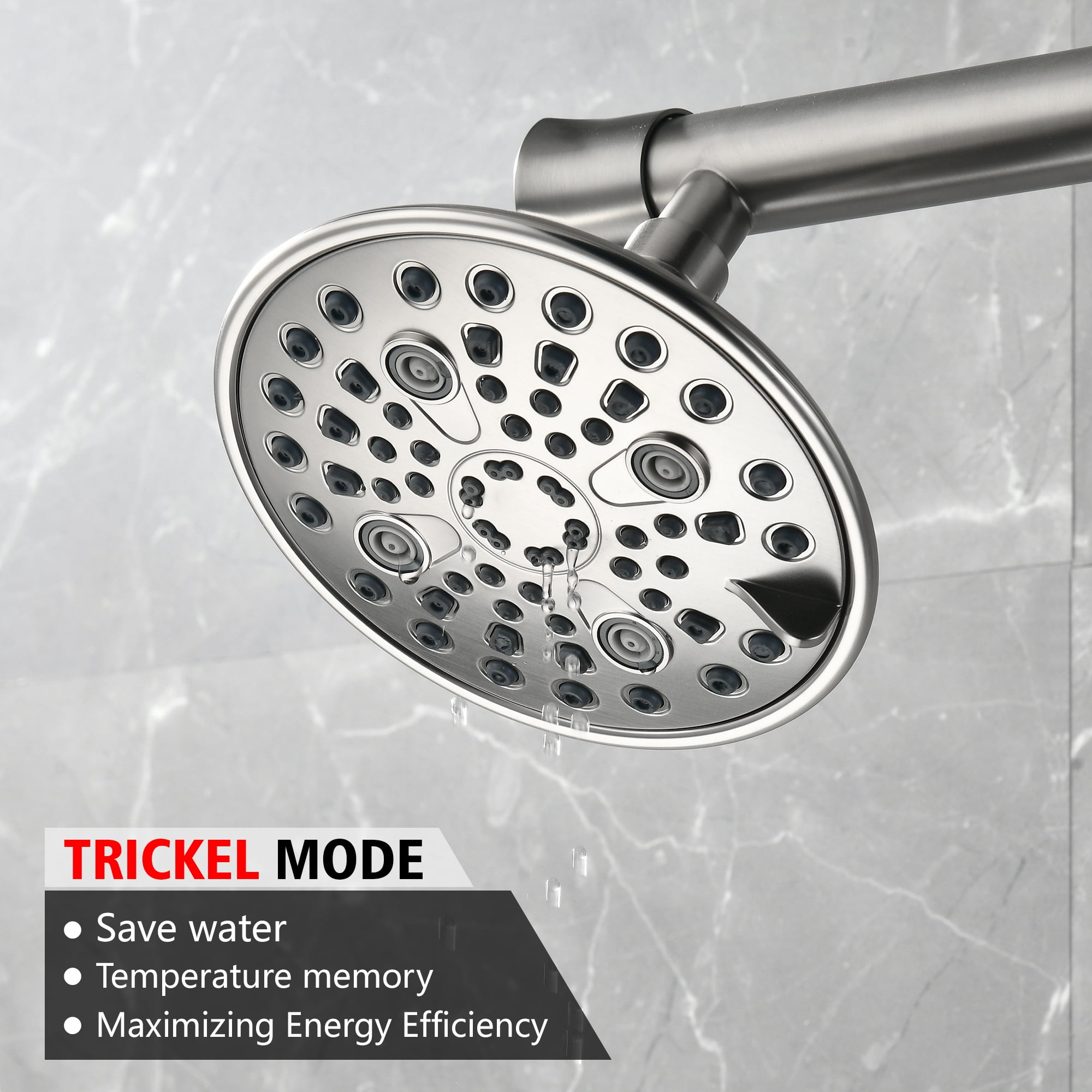 sumerain Dual Showerhead and Shower Arm Kit for Couples, 6 Spray Settings, Easy for Remodel&Retrofit, Brushed Nickel Finish