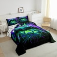 thumbnail image 3 of Gaming Full Size Comforter Sets - Gamer Comforter Full Size Bedding Set, Gothic Halloween Spiders Purple Green Gamer Room Decor, 3 of 6