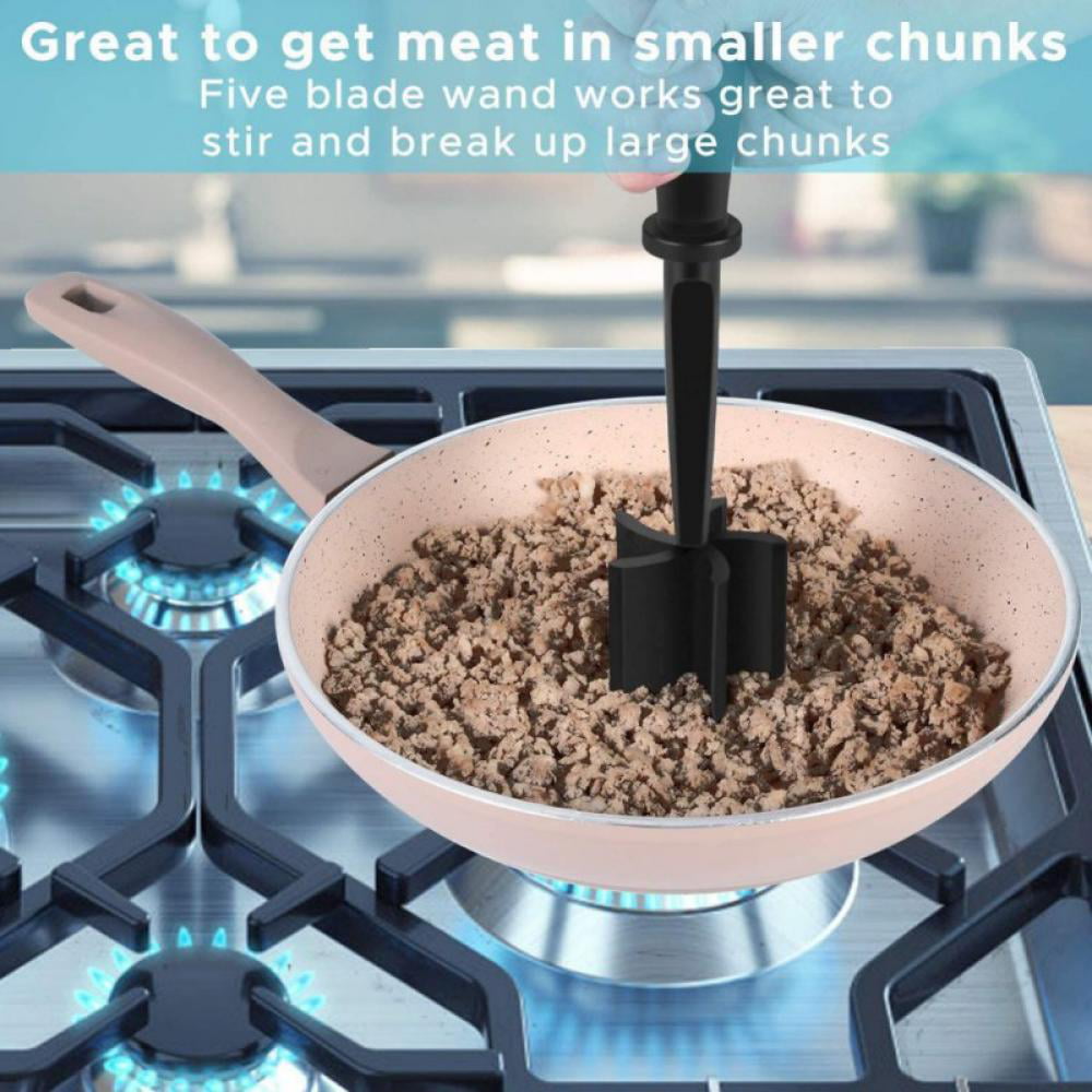  ZSXGZL Meat Choppe Curve Blades Ground Beef Masher Heat  Resistant Meat Chopper Utensil for Hamburger Meat, Ground Beef, Turkey &  More, Stick Cookware (Black): Home & Kitchen