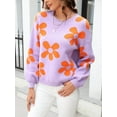 thumbnail image 2 of Women'S Sweater Fall Long Sleeve Crewneck Tops Knit Oversized Pullover Casual Print Tops, 2 of 8