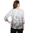 thumbnail image 2 of Alfred Dunner Womens Ombre Scroll Split Beaded Neck Top, 2 of 4