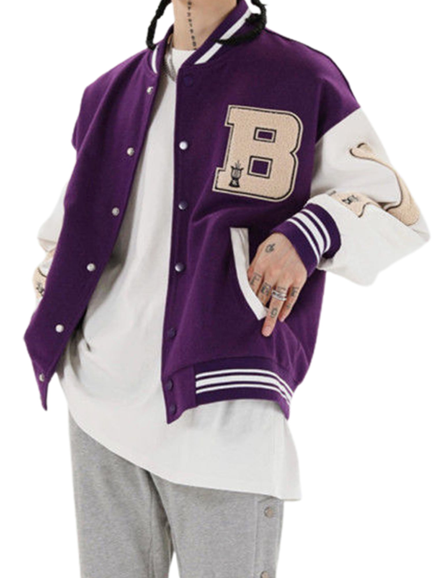 Oversized baseball jacket - Purple - Ladies