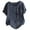Blue, variant on Women's Cotton Linen Blouses Short Sleeve Shirts Button Down Crew Neck Casual Work Tops Navy Xl