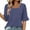Dark Blue#1, variant on Amvlyk Summer Tops for Women Round Neck Comfy Striped Casual T-Shirts Lace Half Sleeve Blouse Clothes Summer Solid Color Loose Basic Tunic Tops for Trendy Beach Vacation Outfits