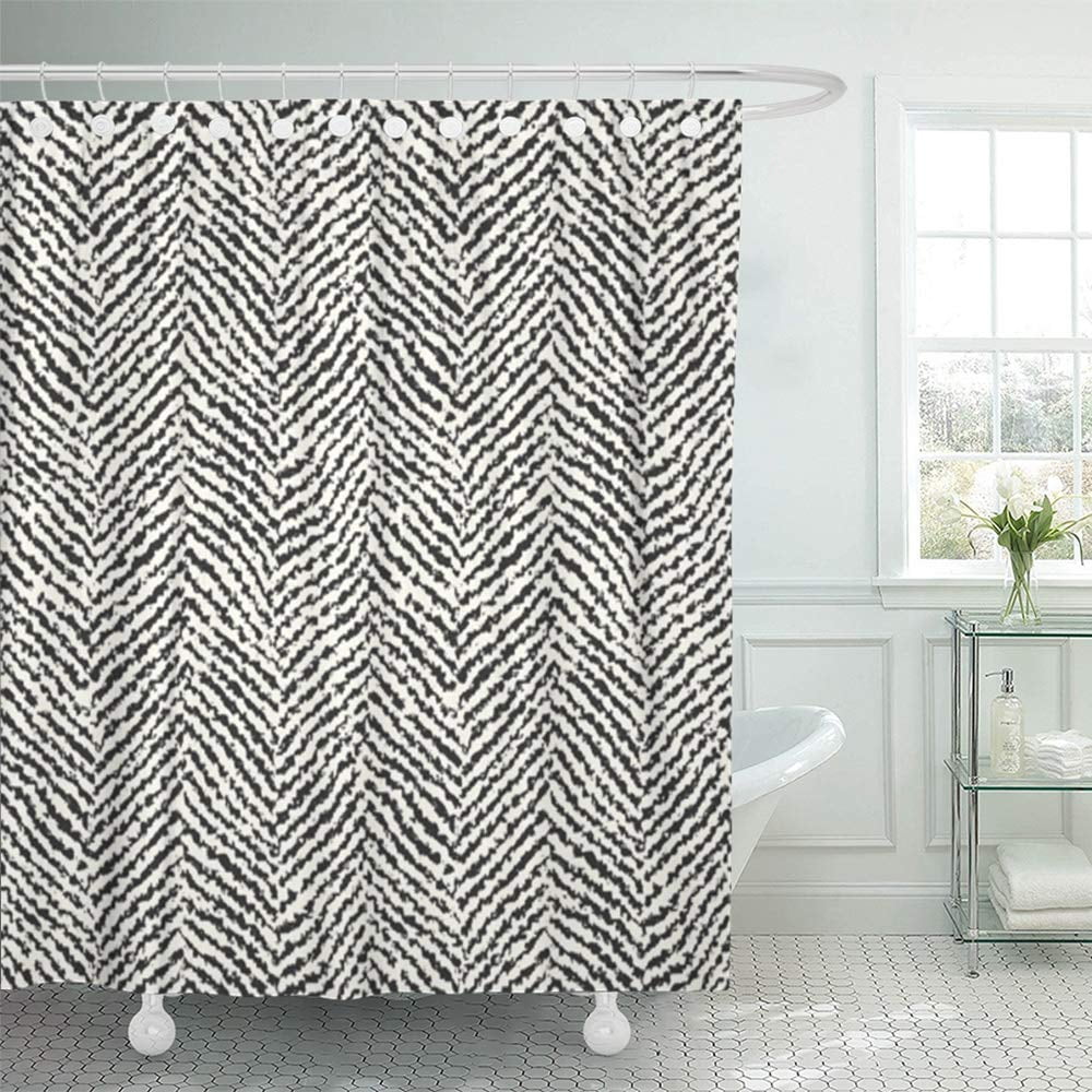 PKNMT White Herringbone Black Chevron Brush Abstract Ink Rough Simple