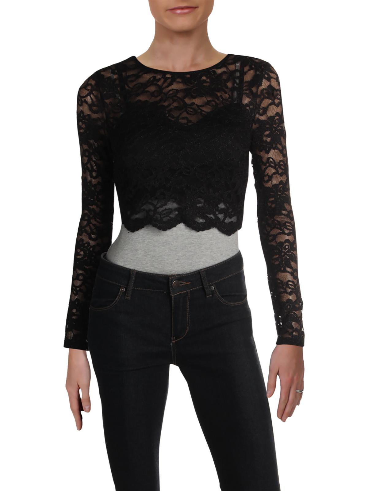 City Studio Womens Juniors Lace Cropped 