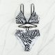 thumbnail image 5 of Bikini a rayas de dos piezas para mujer, traje de baño de dos piezas con cintura alta y rayas de cebra para playa, natación, fiesta, rayas XL, 5 of 8