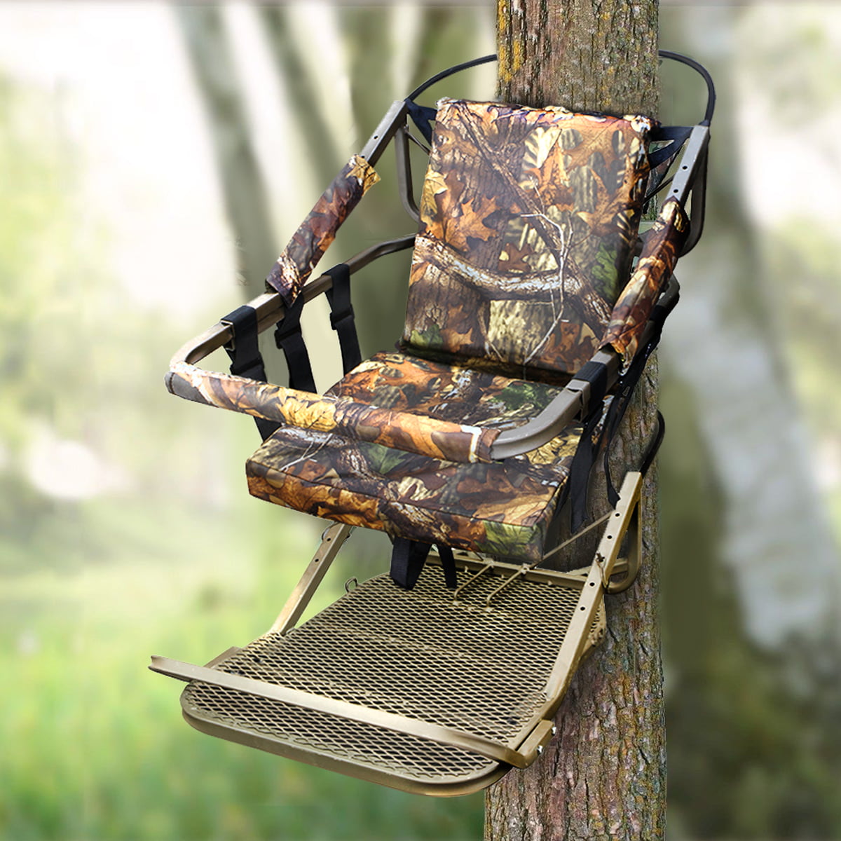 Tree Stand Seat Hunting Armrest Deluxe Padded Sturdy Steel Frame 300 LB.