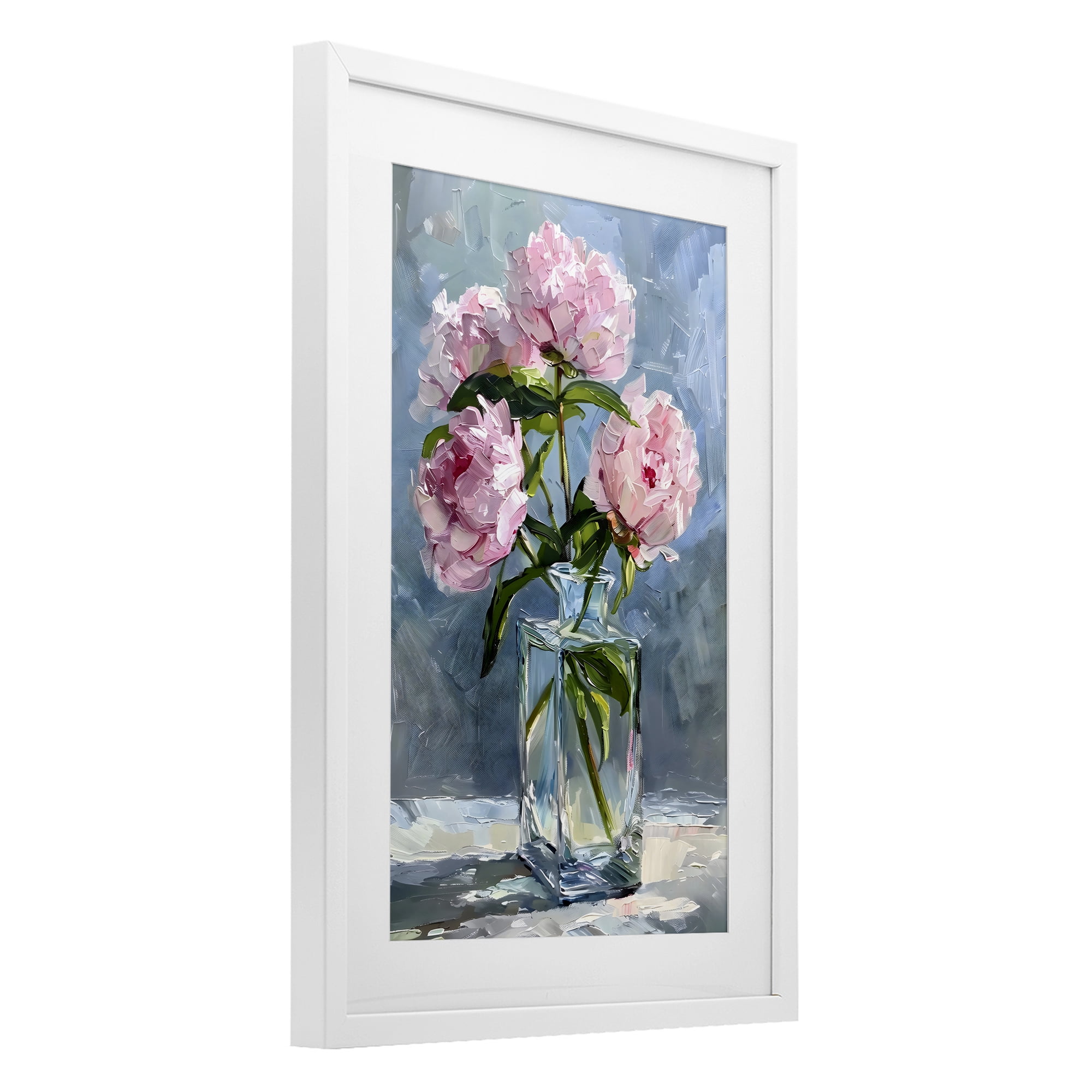 Stupell Industries Beautiful Pink Pastel Peonies White Framed Print Under Glass, design by Creative Studio