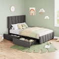 thumbnail image 4 of Bed Frame, Platform Bed Frame with 2 or4 Storage Drawers and Adjustable Upholstered Headboard, Wood Slats Support, No Box Spring Needed, Easy Assembly, Grey, 4 of 9