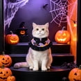 thumbnail image 5 of Halloween Pet Cape Collar Adjustable Cat Dog Witch Bandana With Bow Pumpkin Bat Print Decorative Ruffled Pet Neck Scarf For Cats Small Dogs, 5 of 5
