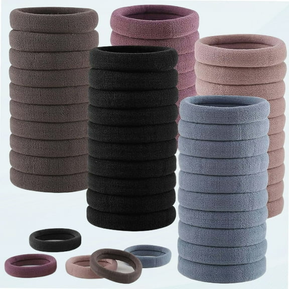 100 Pcs Thick Seamless Brown Hair Ties, Ponytail Holders Hair Accessories No Damage for Thick Hair (Natural Colors)