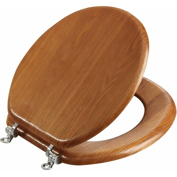 Mainstays Molded Wood Round Toilet Seat in Medium Oak Finish Walmart