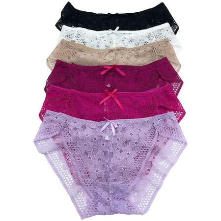 

12 pieces Underwear Basic Women Plain Lace Assorted Bikini Panty S-XL (Medium)