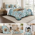 thumbnail image 6 of Queen Quilt Set 90''x96'', Sea Turtle Coastal Lightweight Bedspread Coverlet Set with 2 Pillow Shams, Teal Nautical Starfish Botanical Breathable All Season Quilt Bedding for Bedroom/Guest Room, 6 of 9