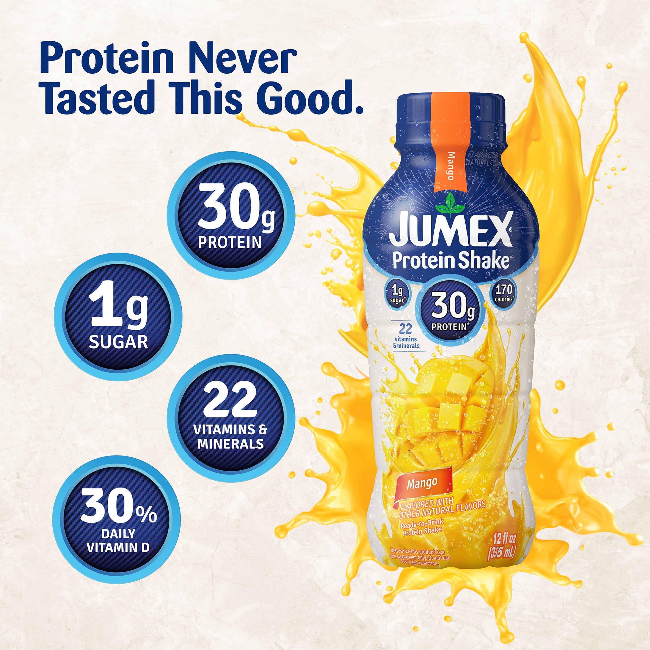 Jumex Protein Shake Mango, 30g Protein, 12 fl oz, 4 Pack