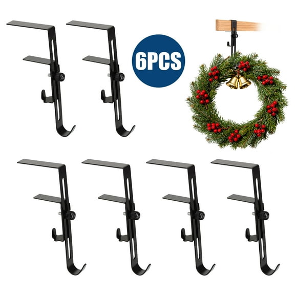 6pcs Christmas Fireplace Stocking and Garland Hanger, Adjustable Stocking Holders for Mantle, Mantle Garland Holder for Hanging Christmas Stockings, Max 3.5" Thick Mantle
