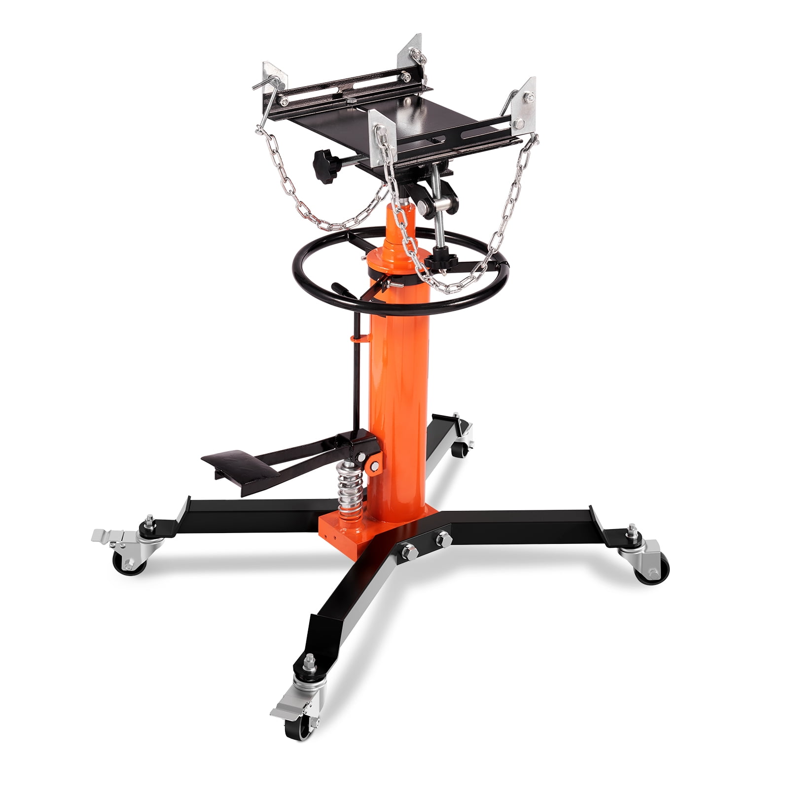 VEVOR Transmission Jack, 1322 LBS Hydraulic Telescoping Transmission Jack, 32"-67" High Lift Floor Jack Stand with Foot Pedal, 360° Swivel Wheel, Hydraulic Transmission Jack Garage/Shop Lift Hoist