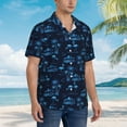 thumbnail image 2 of Lsque BLUE Flamingo Birds pattern Hawaiian Shirt for Men, Unisex Summer Beach Casual Short Sleeve Button Down Shirts-Large, 2 of 9