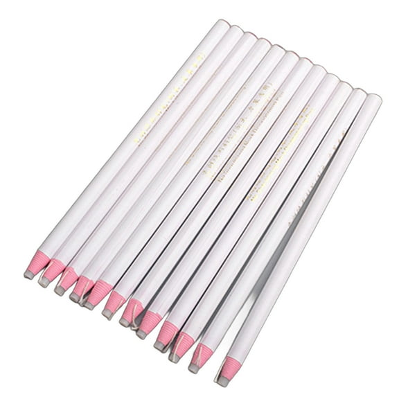 12Pcs Tailors Pencils White Sewing Mark Pencils No Sharpening for Marking Fabric Leather Marking Lining Sewing