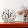 thumbnail image 2 of 10 Inch Wild Flowers Clock Silent Round Wall Clock Non Ticking Battery Device Clocks Creative Decoration Wall Clock for Living Room Bedroom Office Kitchen, 2 of 6