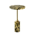 thumbnail image 5 of JONATHAN Y Hedda 23.5" Contemporary Glam Metal/Resin Faux Stone Round End Table, Yellow/Black, 5 of 8