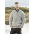 thumbnail image 2 of SAOL Aran Quarter Zip Cardigan Sweater 100% Soft Worsted Wool Pullover for Men Made in Ireland | Irish Cable Knitted Skiddaw Jumper, 2 of 7