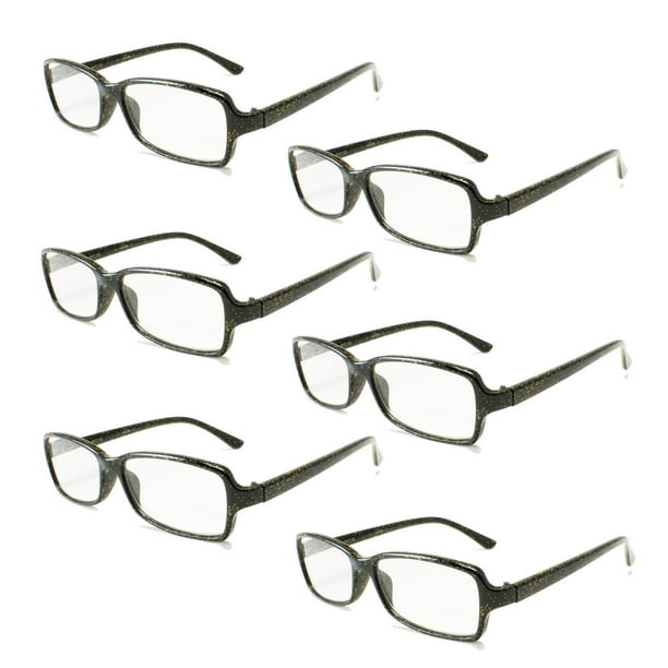 6 PairsNewbee Fashion "Gio" Slim Squared Glitter Finish Comfortable