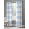 thumbnail image 4 of Blue Checkered Semi Sheer Window Curtains 96 Inches Long, Blue White Buffalo Plaid Rod Pocket Voile Silky Chiffon Curtain Light Filtering Drapes for Living Room, Kitchen, Bedroom, 52"x96", 2 Panels, 4 of 9