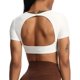 thumbnail image 1 of Aoxjox Tops cortos de manga corta para mujer Clarissa Hollow Back entrenamiento Crop camiseta Top, 1 of 4