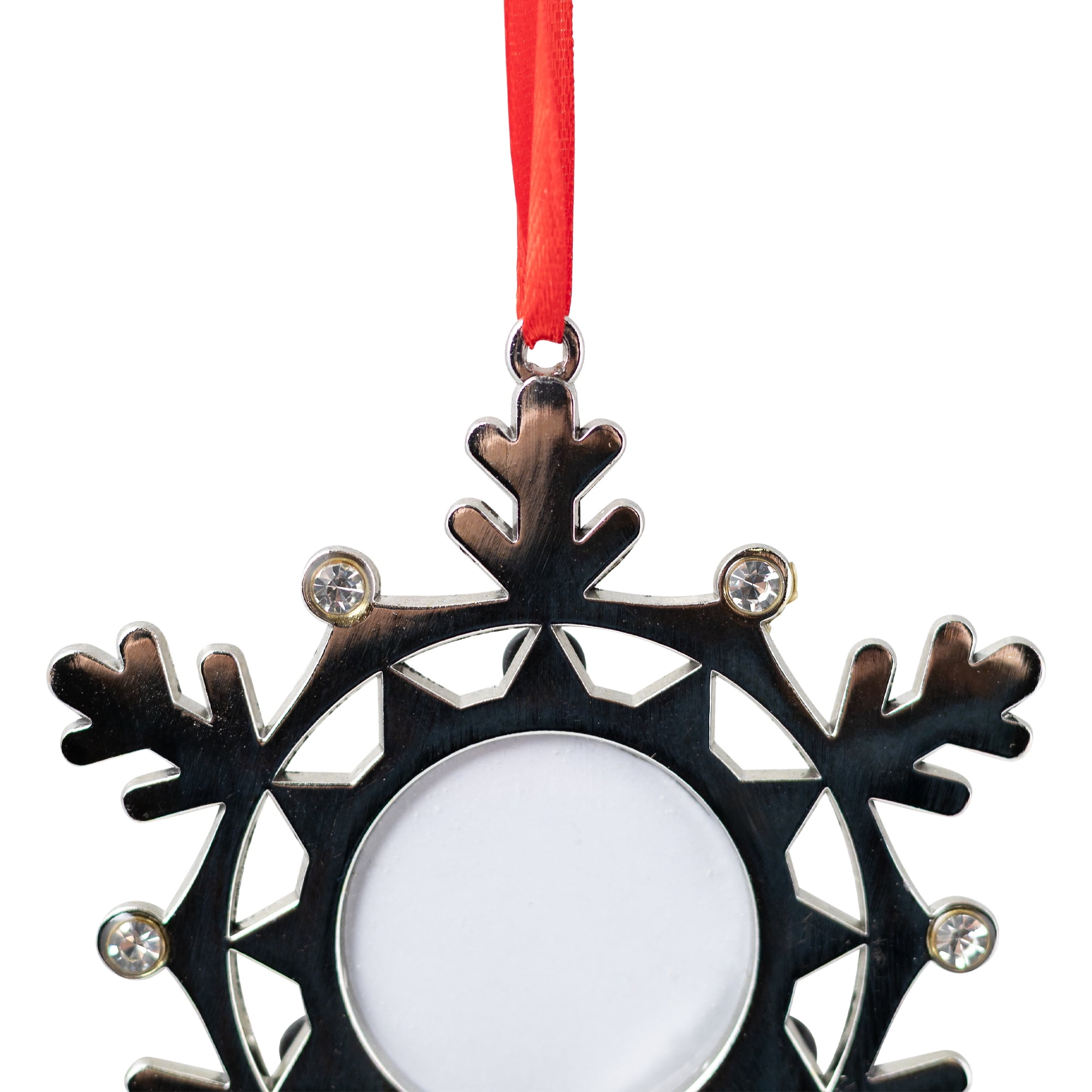 Snowflake Photo Frame Christmas Ornament - 3.5" - Silver
