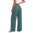 thumbnail image 5 of Guluxicc Women's Straight Leg Pants Elastic Waist Long Trousers with Pockets Summer Casual Outfits for Everyday Wear, 5 of 6