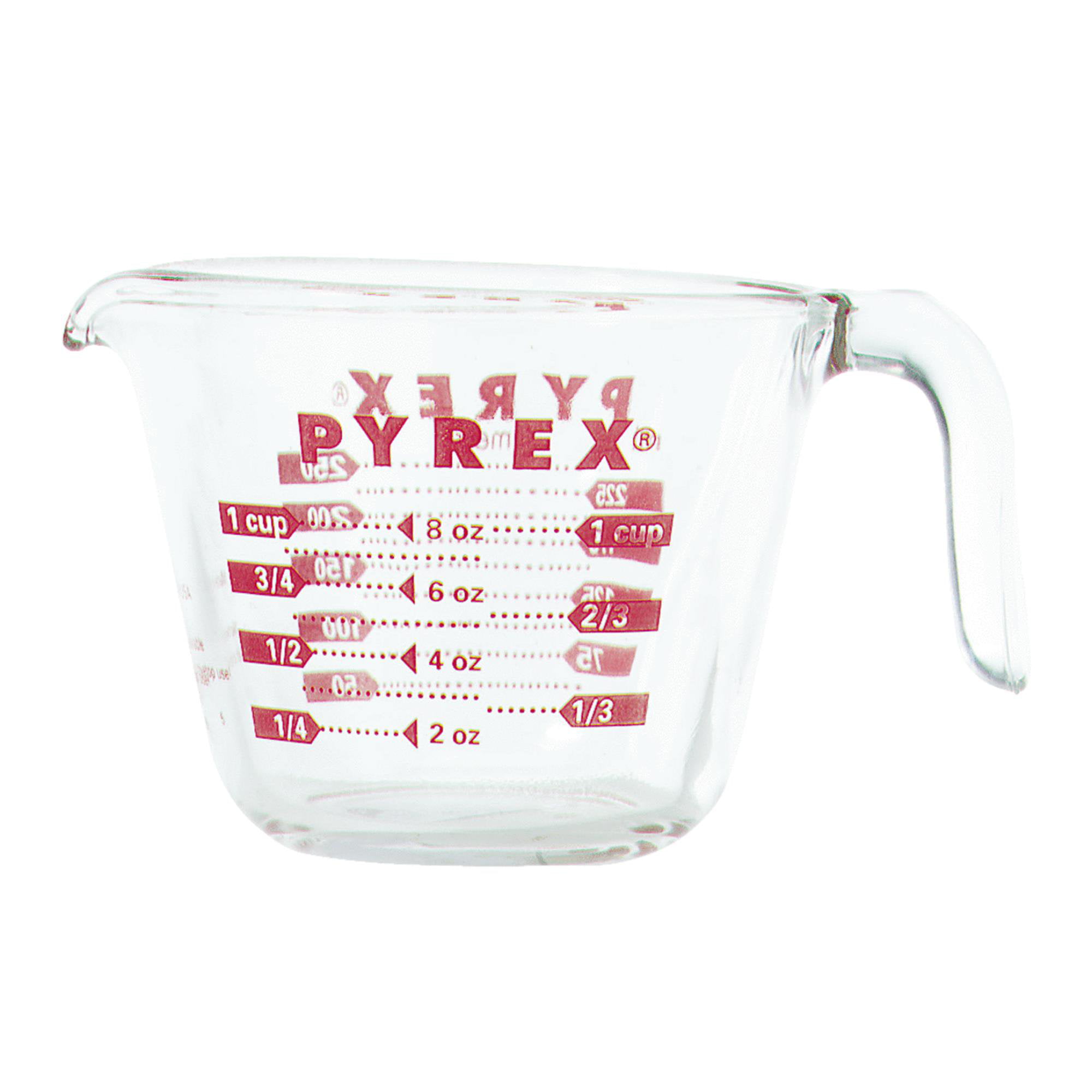 Clear with Red Measurements Pyrex Prepware 1-Cup Measuring Cup 