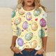 thumbnail image 2 of Tops de Cuello Redondo para las Mujeres Carnaval Impreso 3/4 Manga Blusa Casual, Blusas para las Mujeres Colorido Uso Diario, 2 of 7