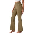 thumbnail image 2 of Flare Leggings for Women Yoga Pants High Waisted Crossover Stretchy Leggings Business Bootcut Yoga Pants with Pockets (Light Brown,XL), 2 of 4
