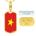 thumbnail image 3 of Vietnam Flag Swivel Keychain Dog Tag Stainless Steel or 18k Gold, 3 of 8