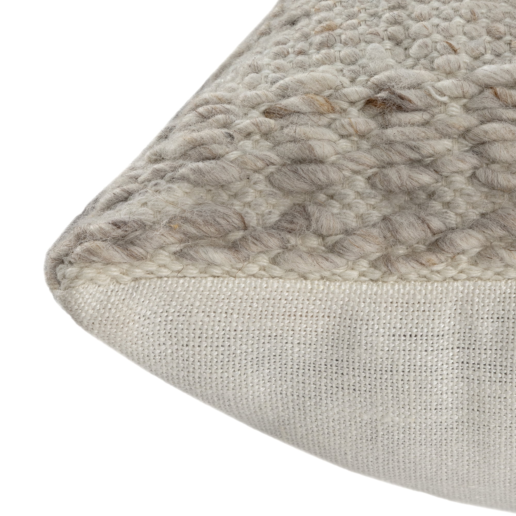 Harlow Hill Chester Beige Solid 24" x 24" Wool Adult Decorative Feather Filled Pillow
