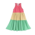 thumbnail image 7 of Flower Girl Dress Sleeveless Color Block Summer Casual Skater Swing A-Line Midi Length Green Dress Size 7-8 Y, 7 of 7