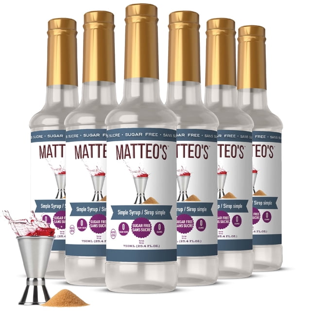 Matteo's Sugar Free Cocktail Flavoring Syrup, Simple Syrup, Delicious Coffee Syrup, 0 Calories, 0 Sugar coffee syrups, Keto Friendly